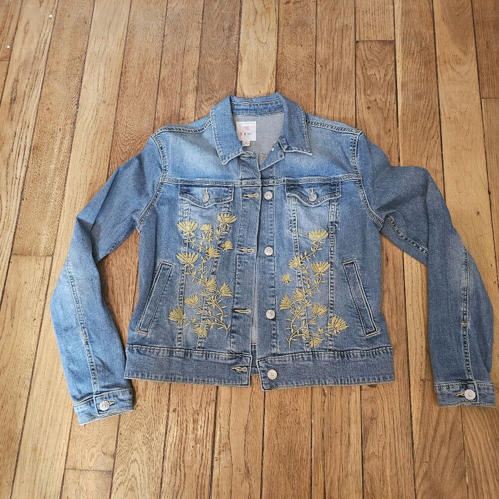 LuLaRoe Denim Embroidered Jacket Size Medium